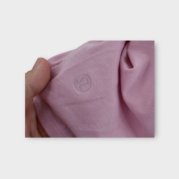 Lululemon Relaxed Fit Cotton Blend Turtleneck Tee Short Sleeve Sz 10 Pink Peony - Picture 8 of 8